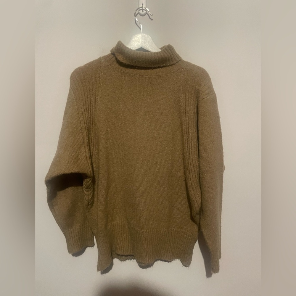Double Zero Turtle Neck Sweater Ribbed Sz M Brown/tanKnit‎